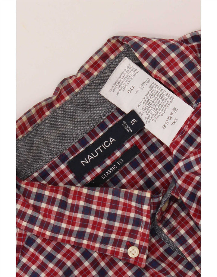 Camisa masculina Nautica Classic Fit 2XL algodão xadrez vermelho