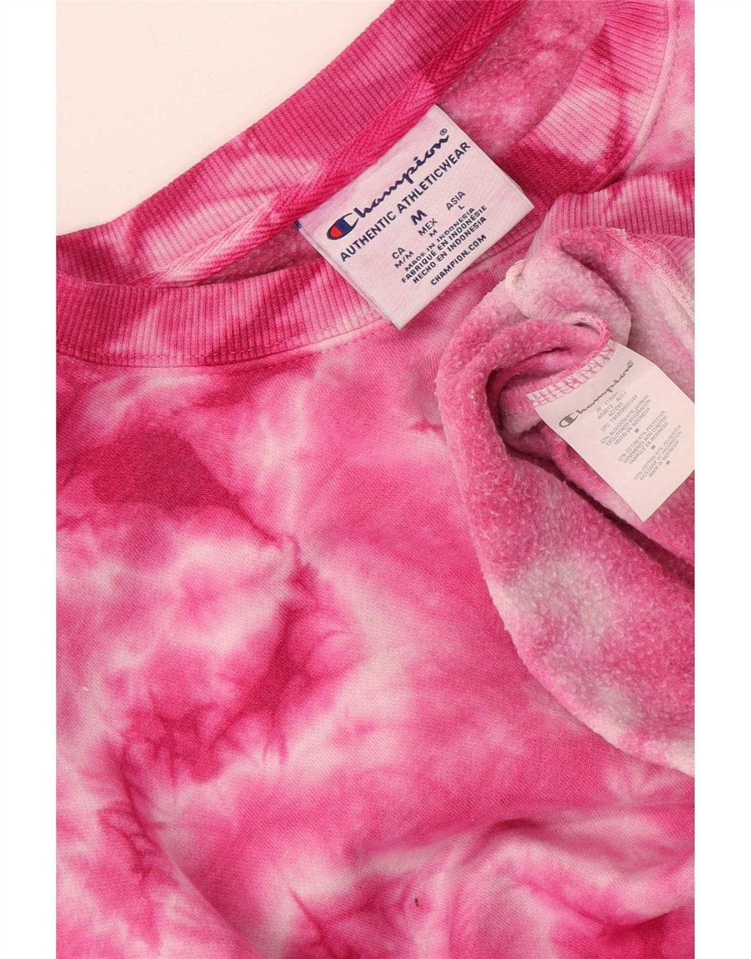 Champion feminino oversized moletom jumper UK 14 médio rosa tie-dye