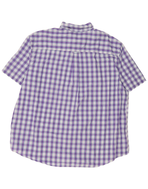 Camisa masculina grande e alta de manga curta Chaps 3XL algodão xadrez roxo