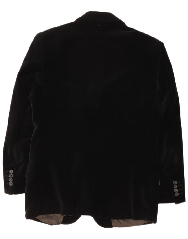 Jaqueta blazer masculina vintage de veludo com 3 botões Reino Unido 38 médio preto