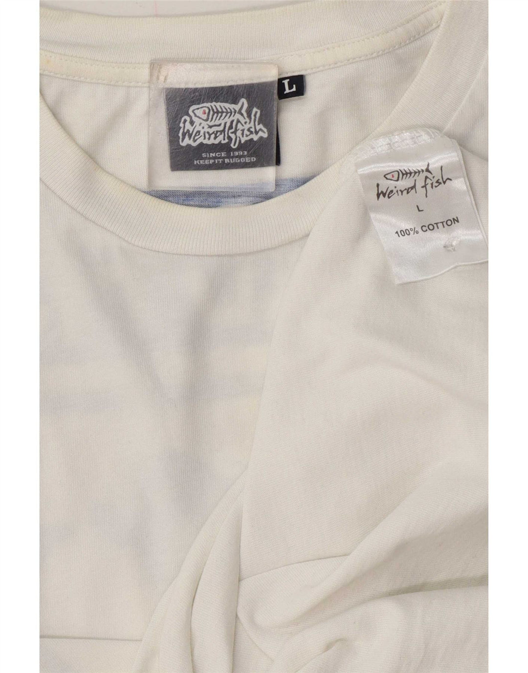 Camiseta gráfica masculina Weird Fish Top grande de algodão branco