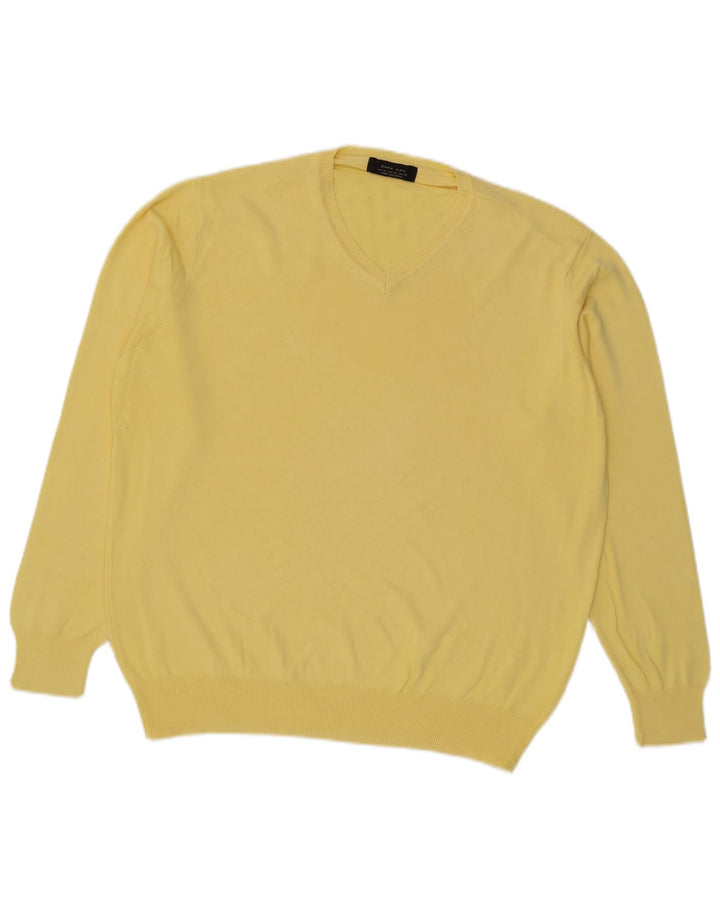Suéter masculino Zara com decote em V XL amarelo