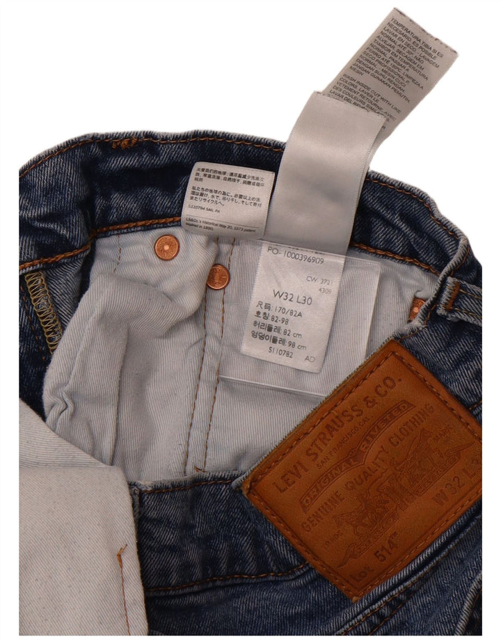LEVI'S Masculino 514 Straight Jeans W32 L30 Azul Algodão