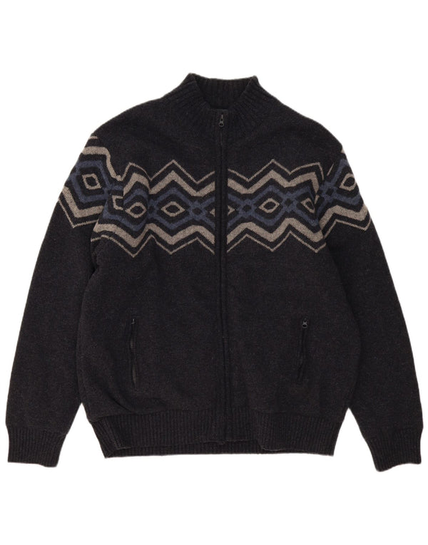 Suéter masculino Atlas For Men com zíper completo 3XL lã geométrica cinza