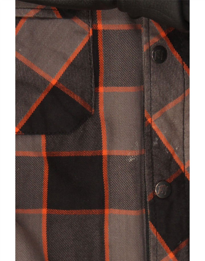 Camisa masculina vintage de lenhador 2XL algodão xadrez cinza