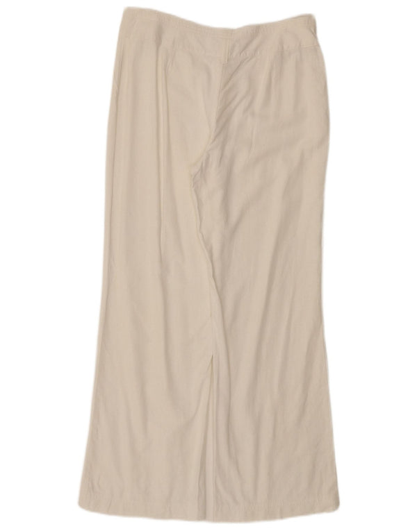 Calça casual feminina de perna larga Marks & Spencer Reino Unido 12 médio W30 L27 branca