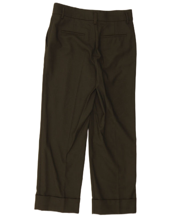 Calça feminina reta Massimo Dutti UE 38 pequena W28 L27 lã cáqui
