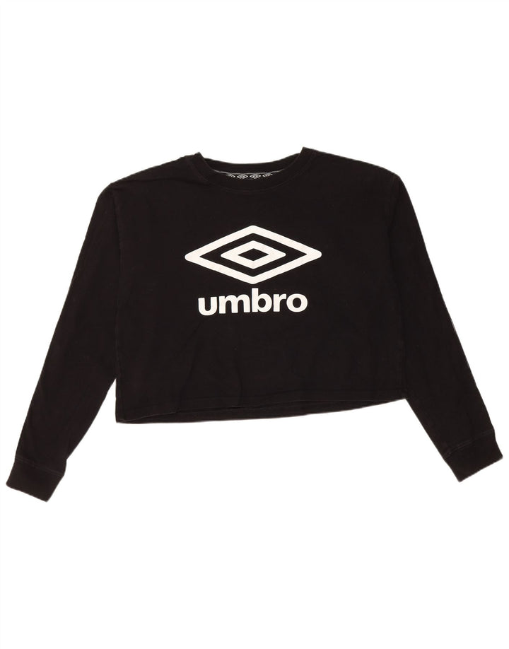 Umbro Womens Crop Oversized Graphic Top Manga Longa Reino Unido 10 Pequeno Preto