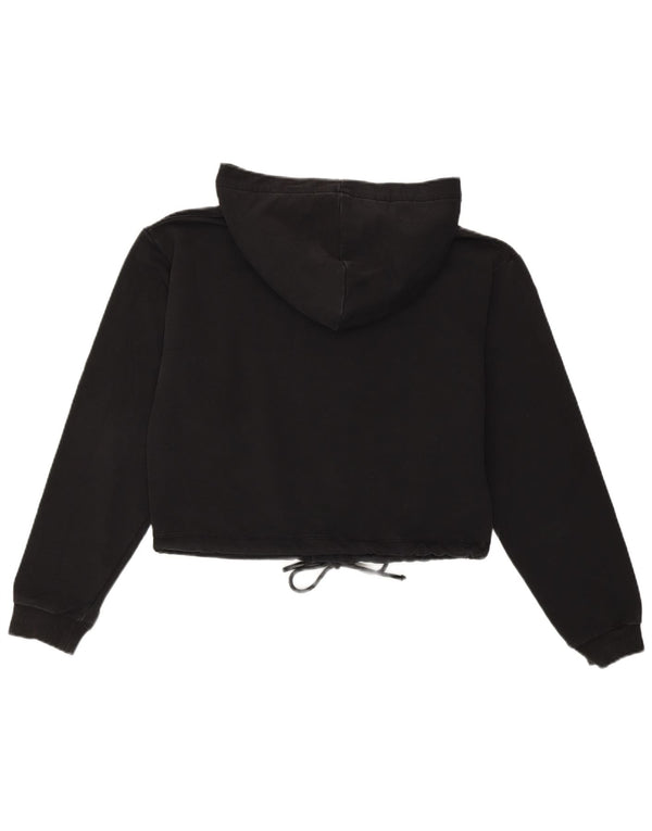 CALVIN KLEIN Suéter feminino com capuz e estampa gráfica UK 10 pequeno preto