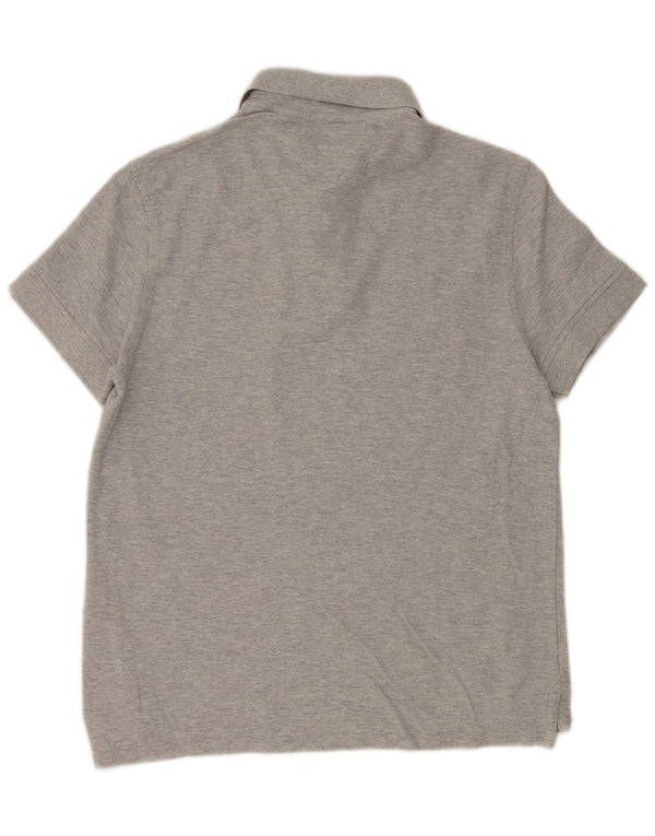 Camisa polo masculina Tommy Hilfiger Slim Fit algodão manchado cinza médio