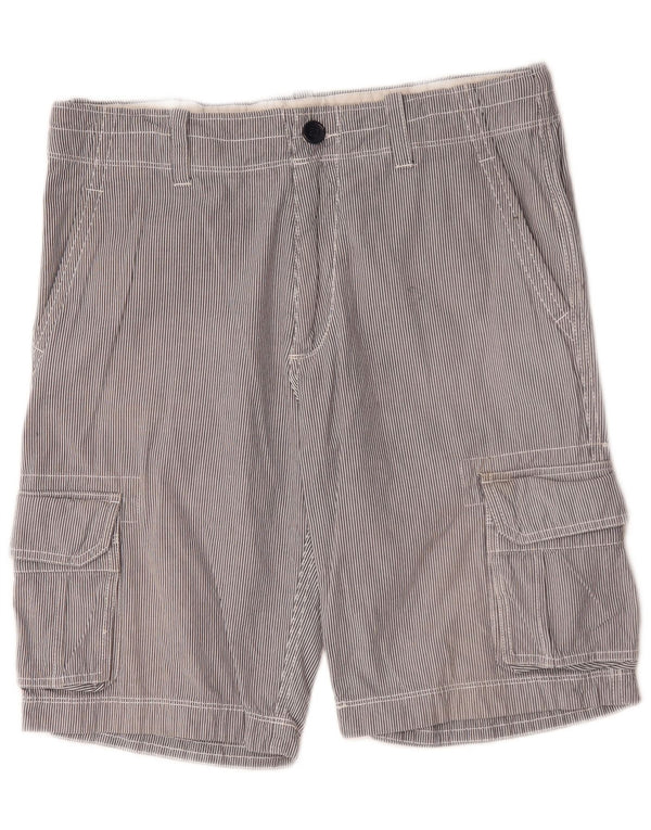 Shorts cargo masculinos Crew Clothing pequenos W29 algodão listrado cinza