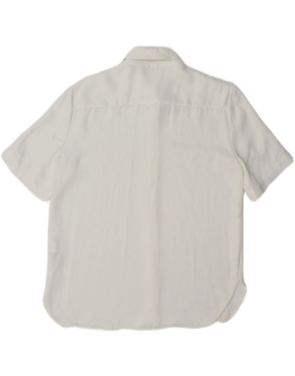 Camisa feminina de manga curta Zara UK 14 viscose branca média
