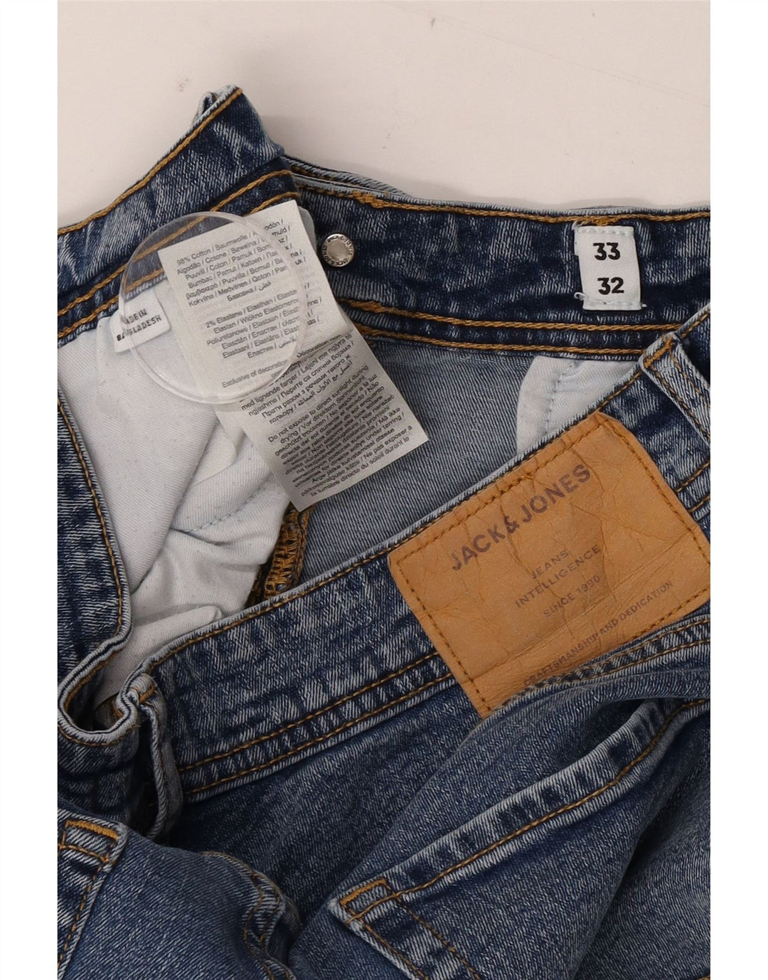 JACK & JONES Calça Jeans Masculina Slim W33 L32 Azul Algodão