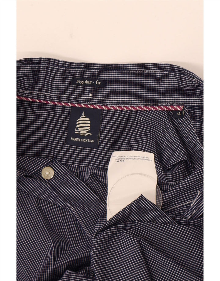 Camisa masculina de ajuste regular Marina Yachting tamanho 39 xadrez azul marinho médio
