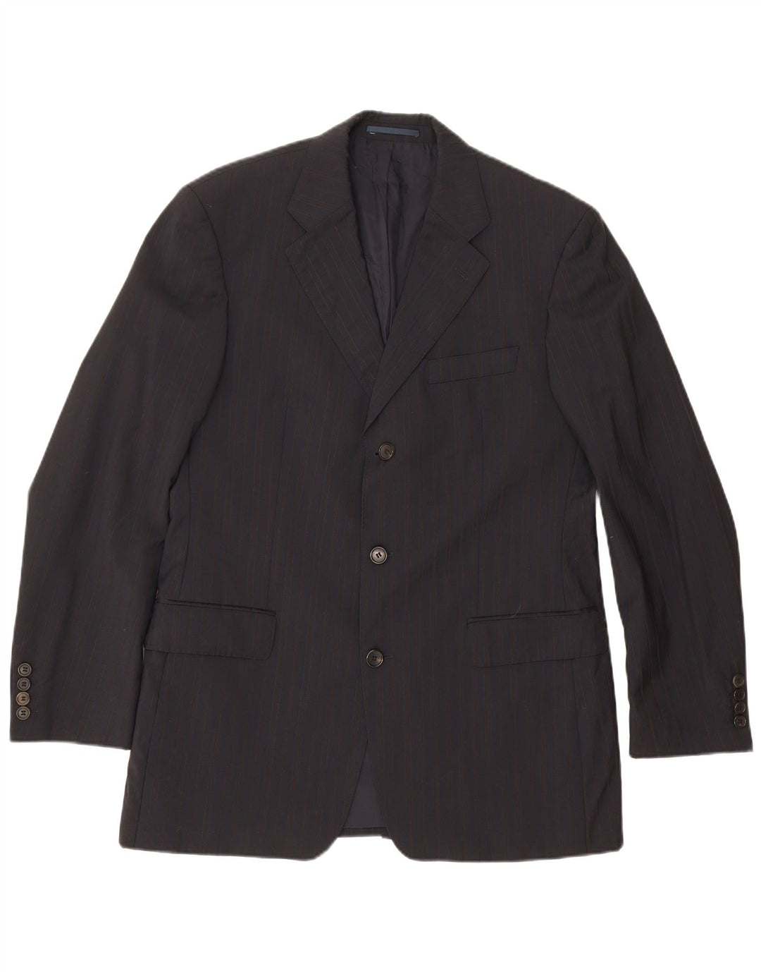 Jaqueta Blazer Masculina Hugo Boss com 3 Botões IT 50 Grande Risca Azul Marinho