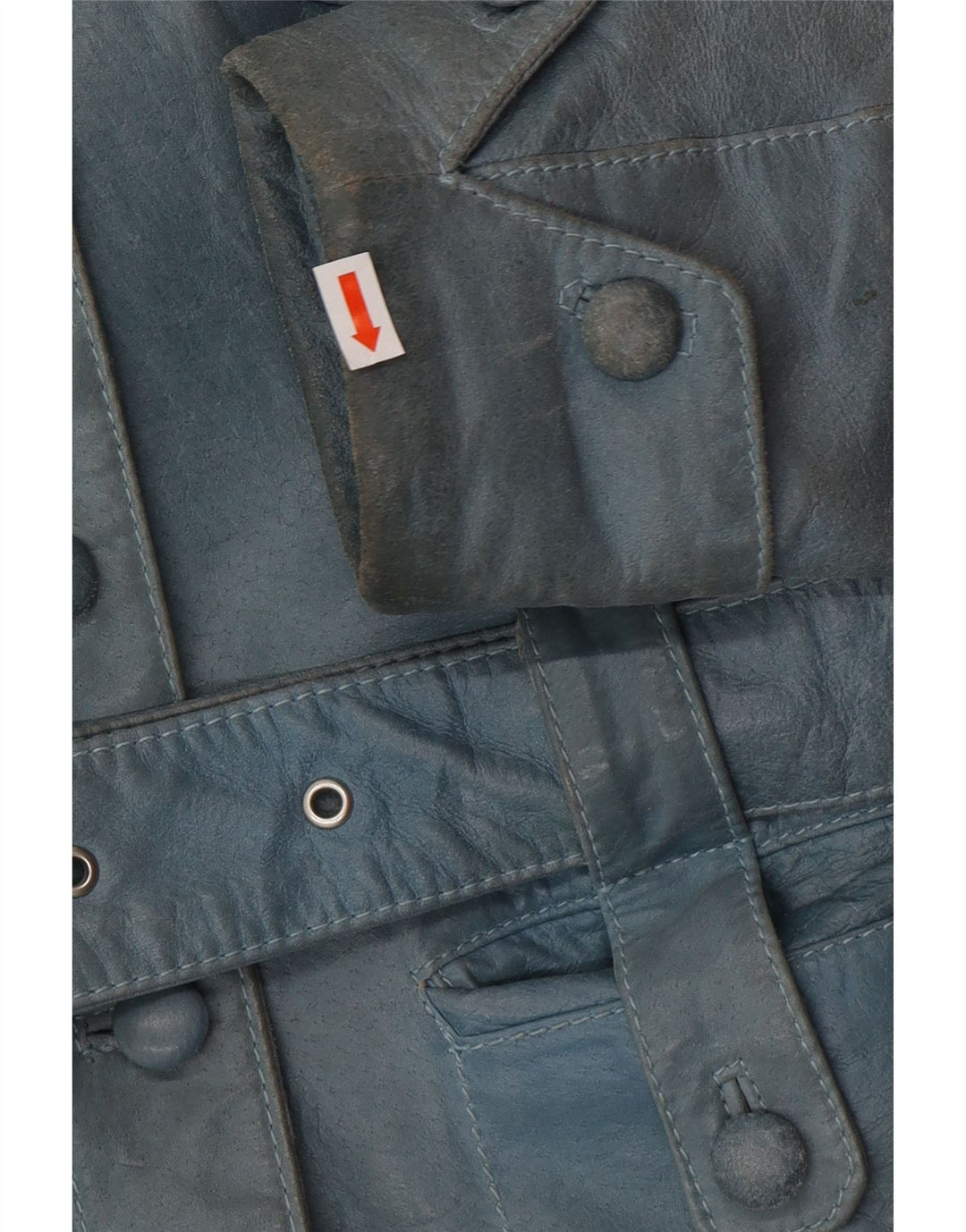 Jaqueta de couro feminina VINTAGE UK 12 azul médio