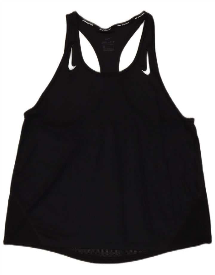 NIKE Womens Dri Fit Vest Top UK 14 Grande Preto