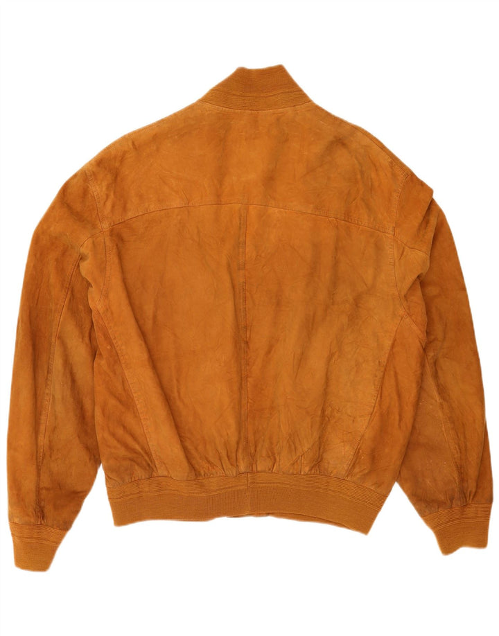 Jaqueta bomber masculina vintage de camurça IT 52 XL couro marrom