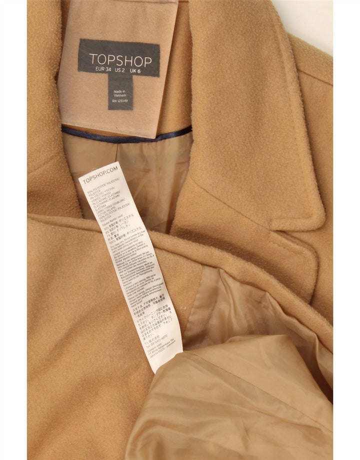 Sobretudo feminino Topshop UK 6 XS poliéster bege