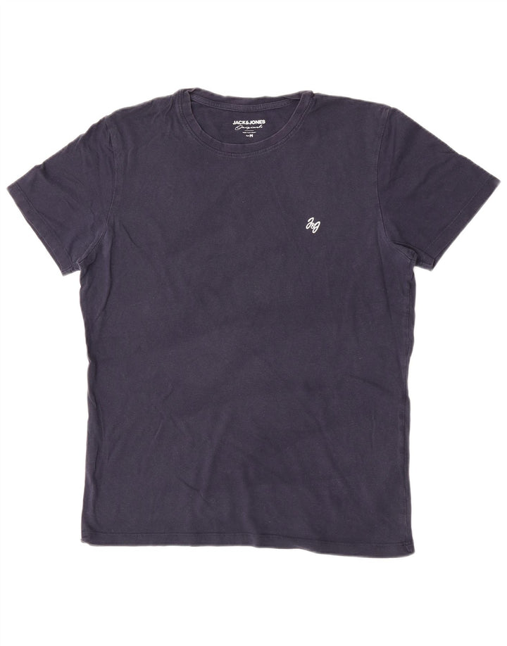 Camiseta masculina Jack & Jones Top médio algodão azul marinho