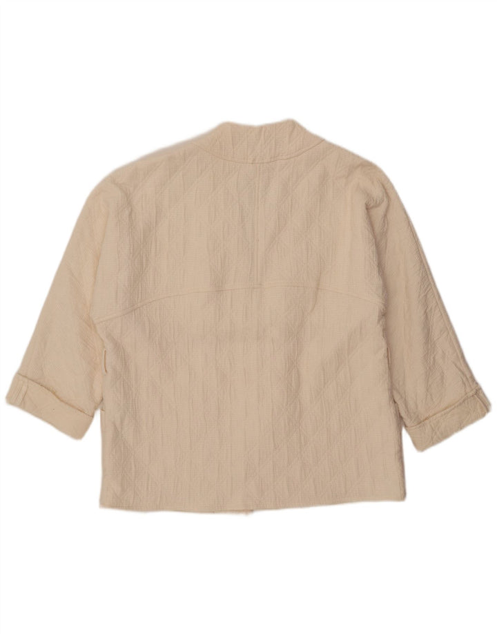 ZARA Jaqueta blazer feminina oversized manga 3/4 aberta Reino Unido 14 médio off white