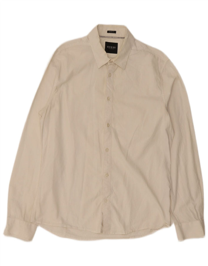 Camisa masculina Guess Slim Fit grande branca