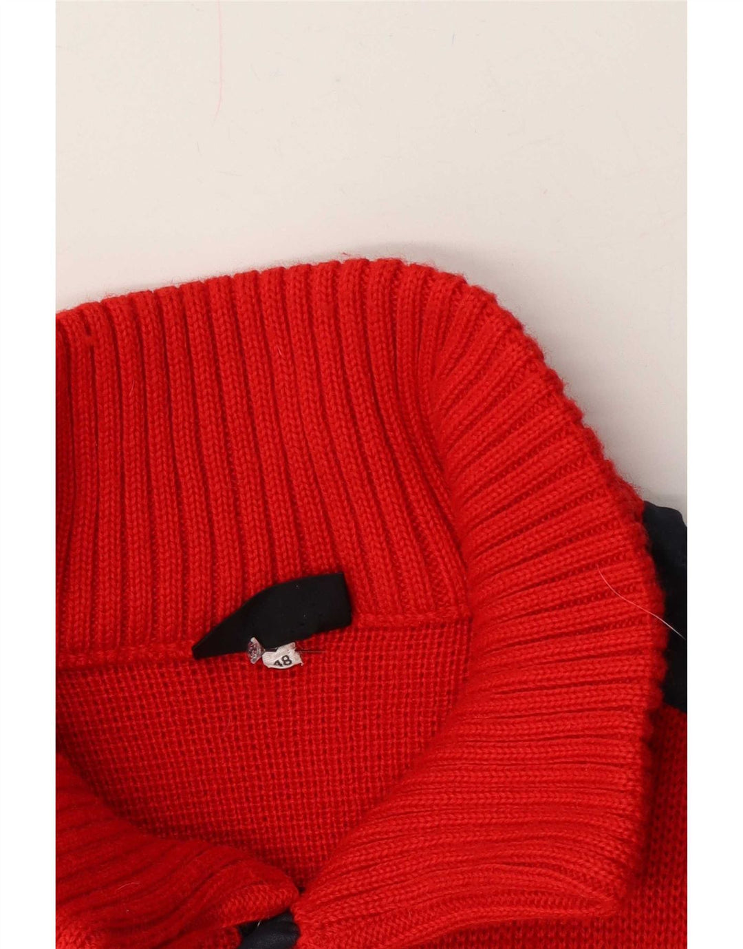 Suéter masculino vintage com gola redonda IT 48 bloco colorido vermelho médio