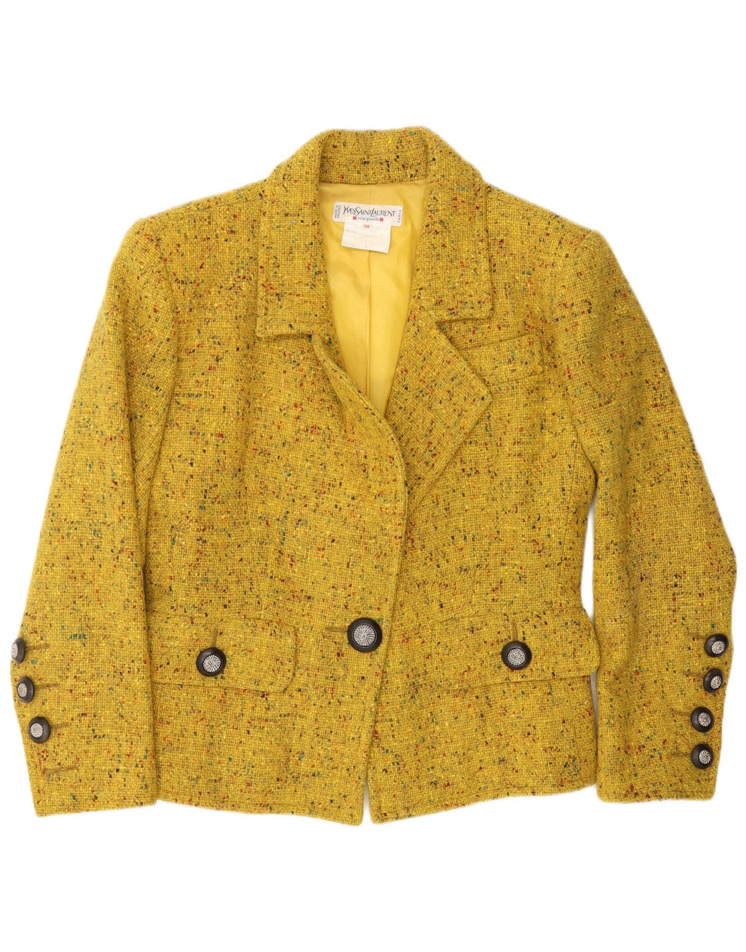 Jaqueta blazer feminina Yves Saint Laurent UE 38 médio amarelo manchado