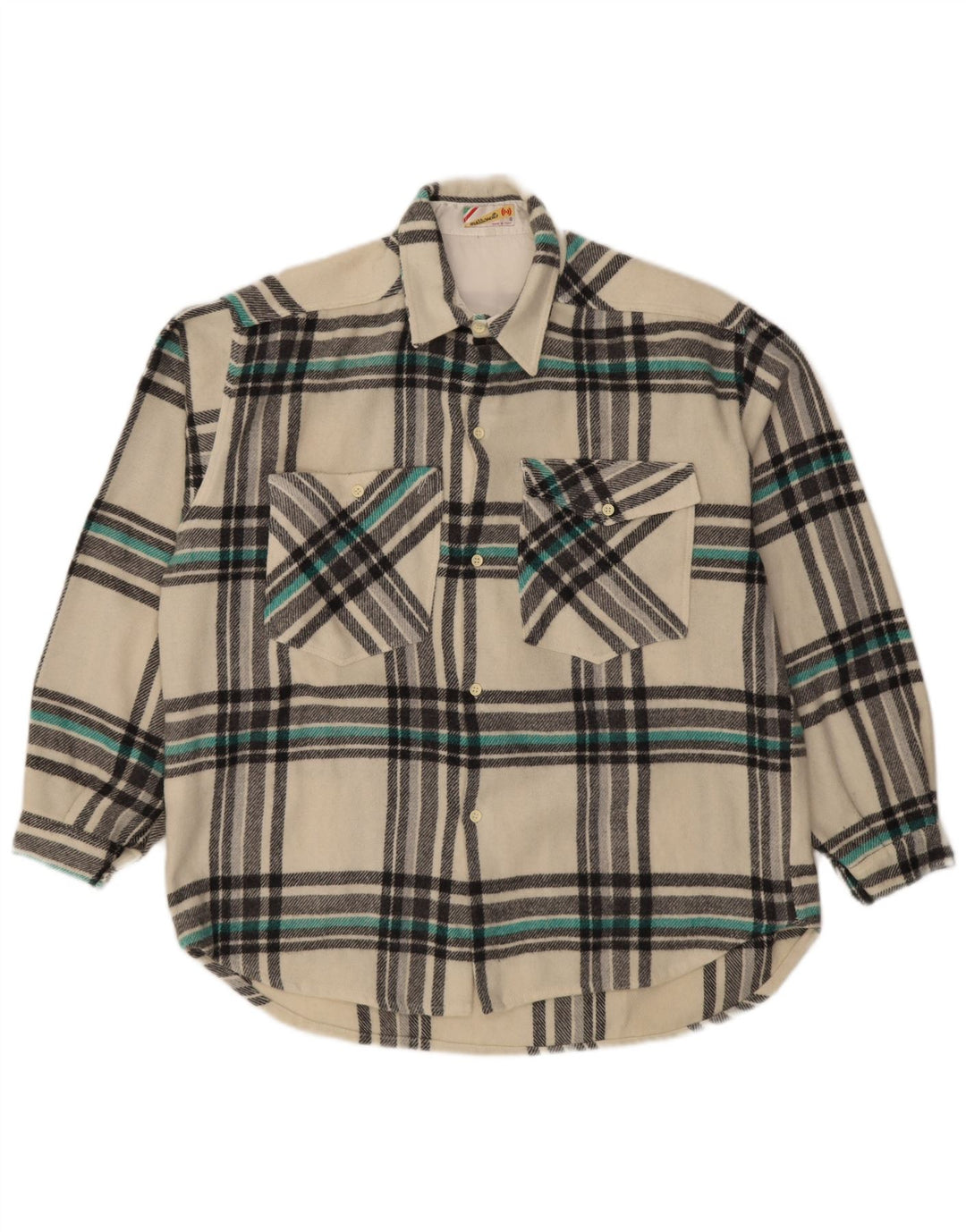 Camisa masculina de flanela de lenhador Mazzonetto grande de lã xadrez branca