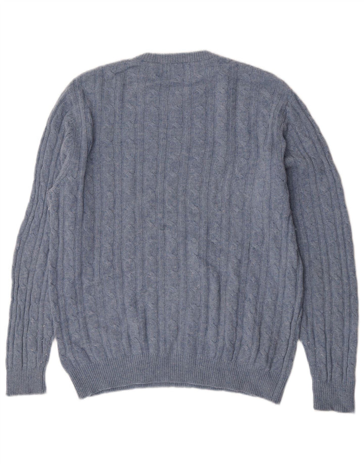 Jack Wills Suéter masculino The Marlow com gola redonda, grande lã azul