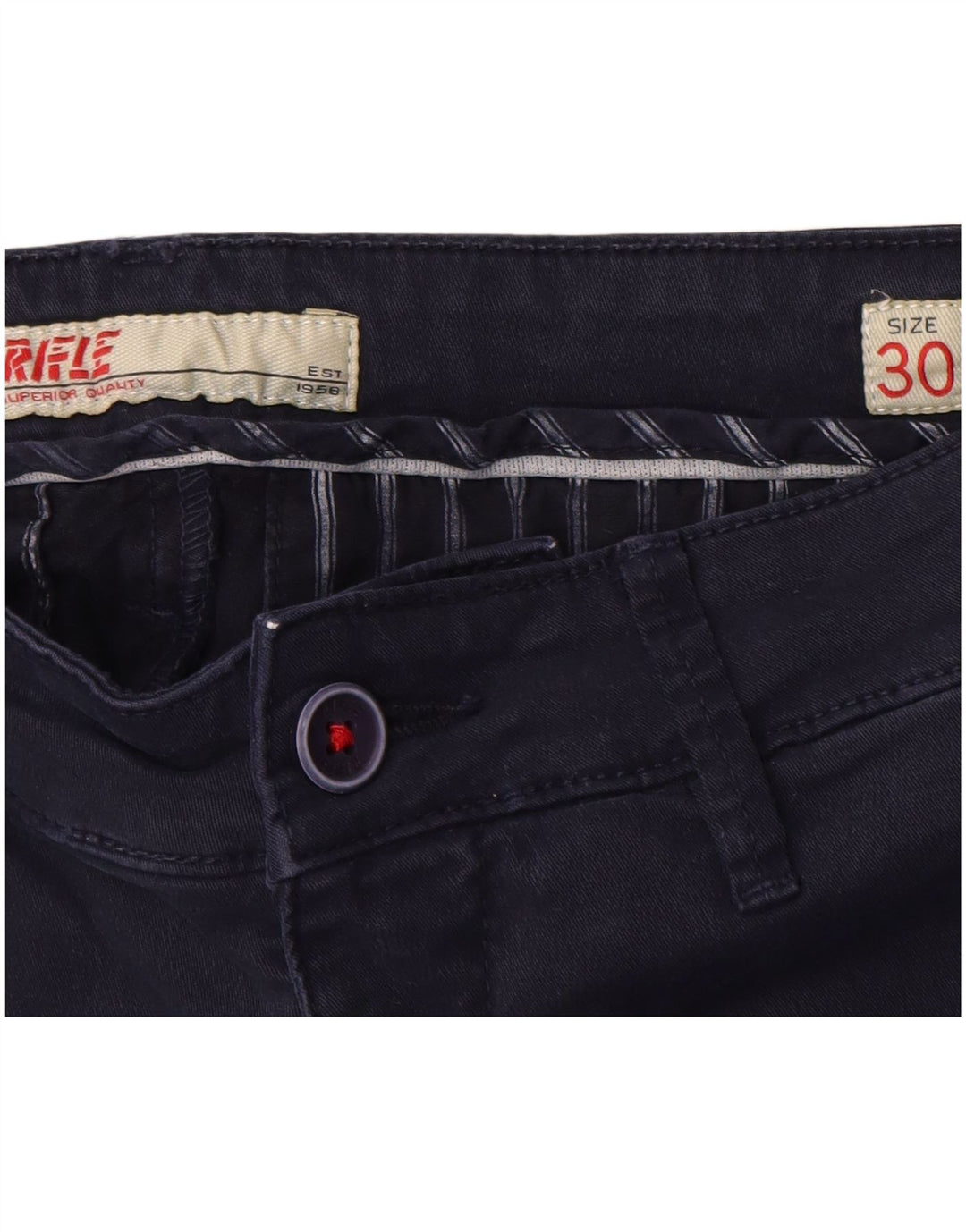 Calça Chino Rifle Mens Slim W30 L34 Azul Marinho Algodão