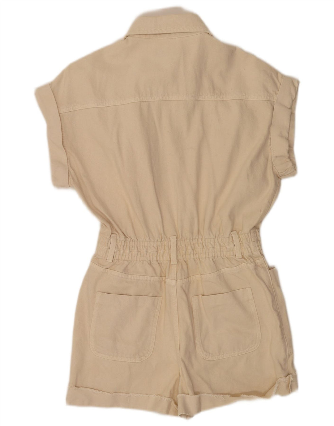Zara Womens Denim Playsuit Reino Unido 14 Médio Bege
