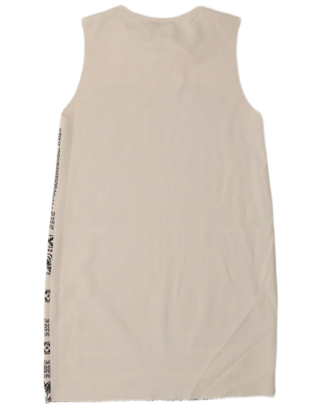 Vestido feminino sem mangas Zara UK 12 médio branco geométrico