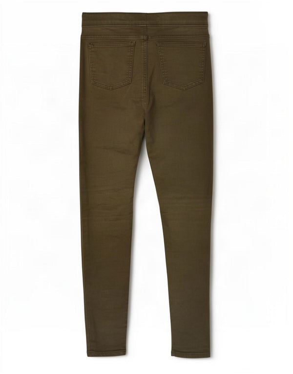 Calça jeans feminina Marks & Spencer UK 8 pequena W26 L30 algodão cáqui