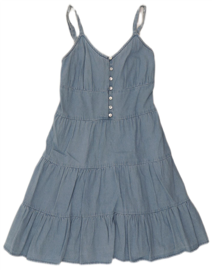 Vestido de verão feminino Lipsy UK 8 pequeno algodão azul