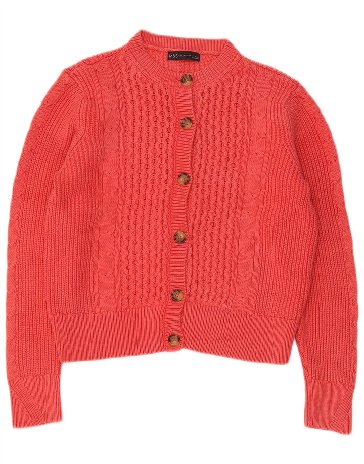 Suéter cardigã feminino Marks & Spencer Reino Unido 12 algodão rosa médio