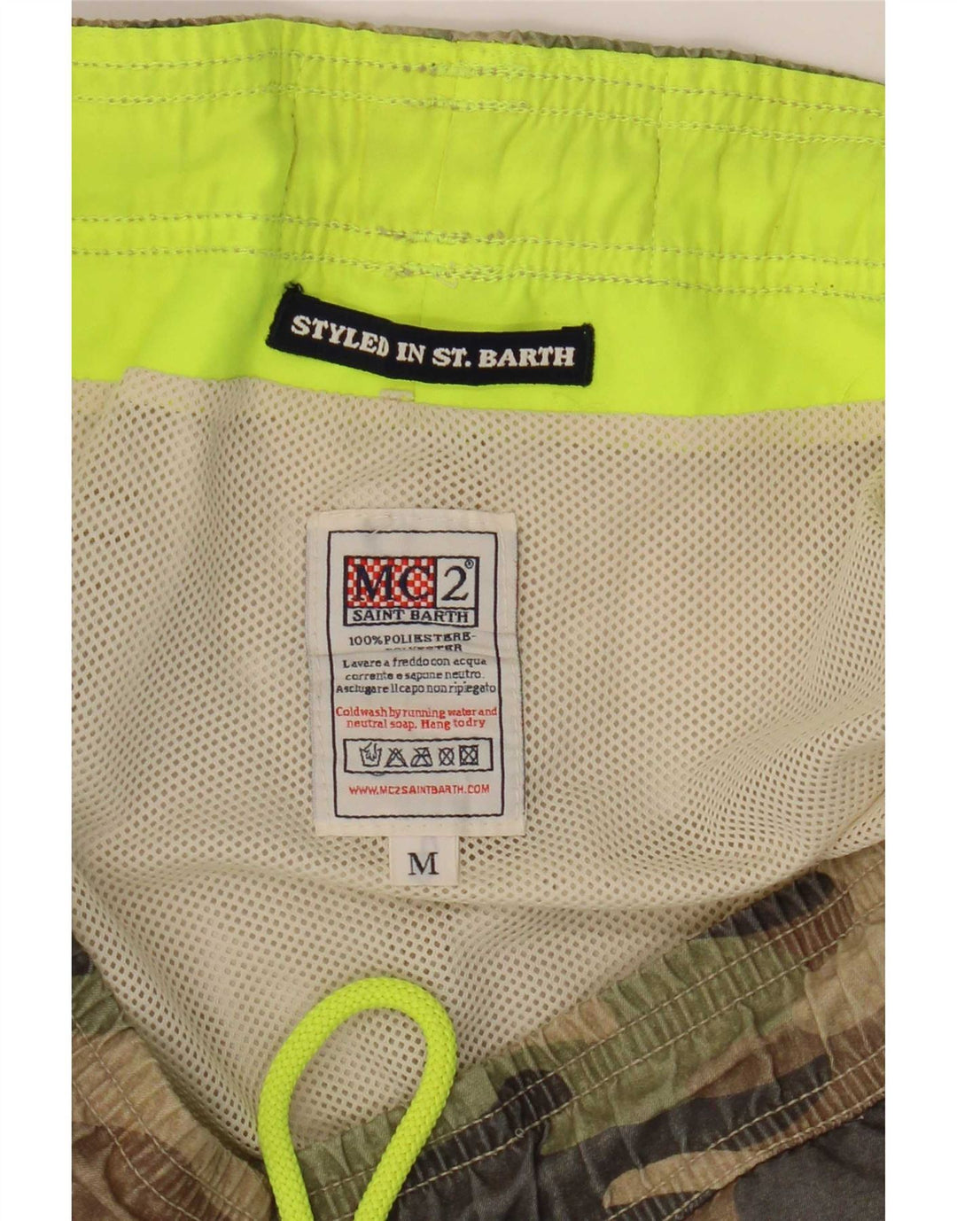 MC2 SAINT BARTH Shorts de natação masculino poliéster cáqui médio