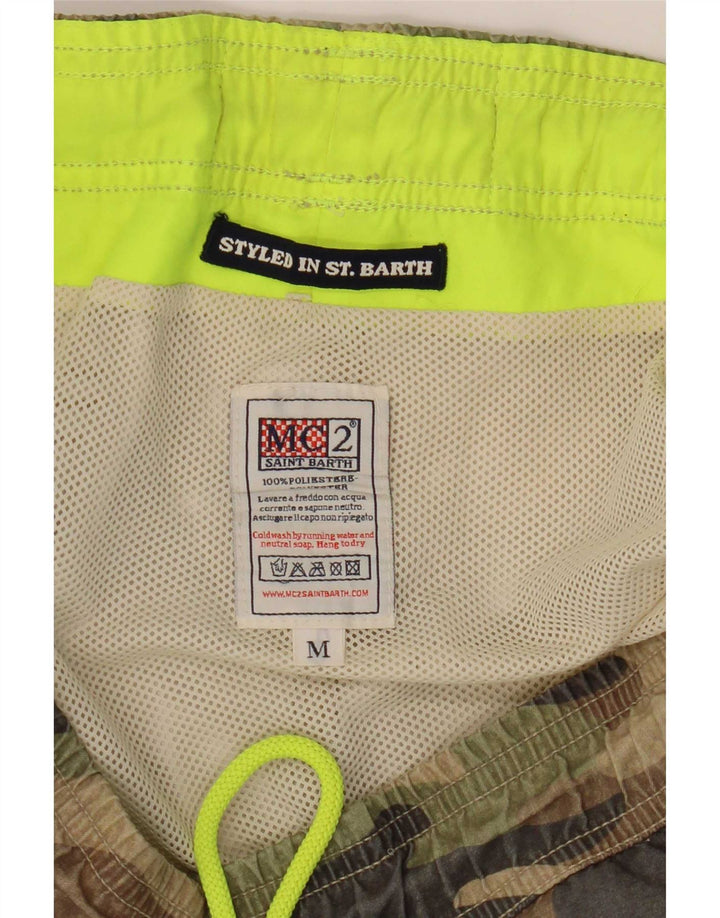 MC2 SAINT BARTH Shorts de natação masculino poliéster cáqui médio