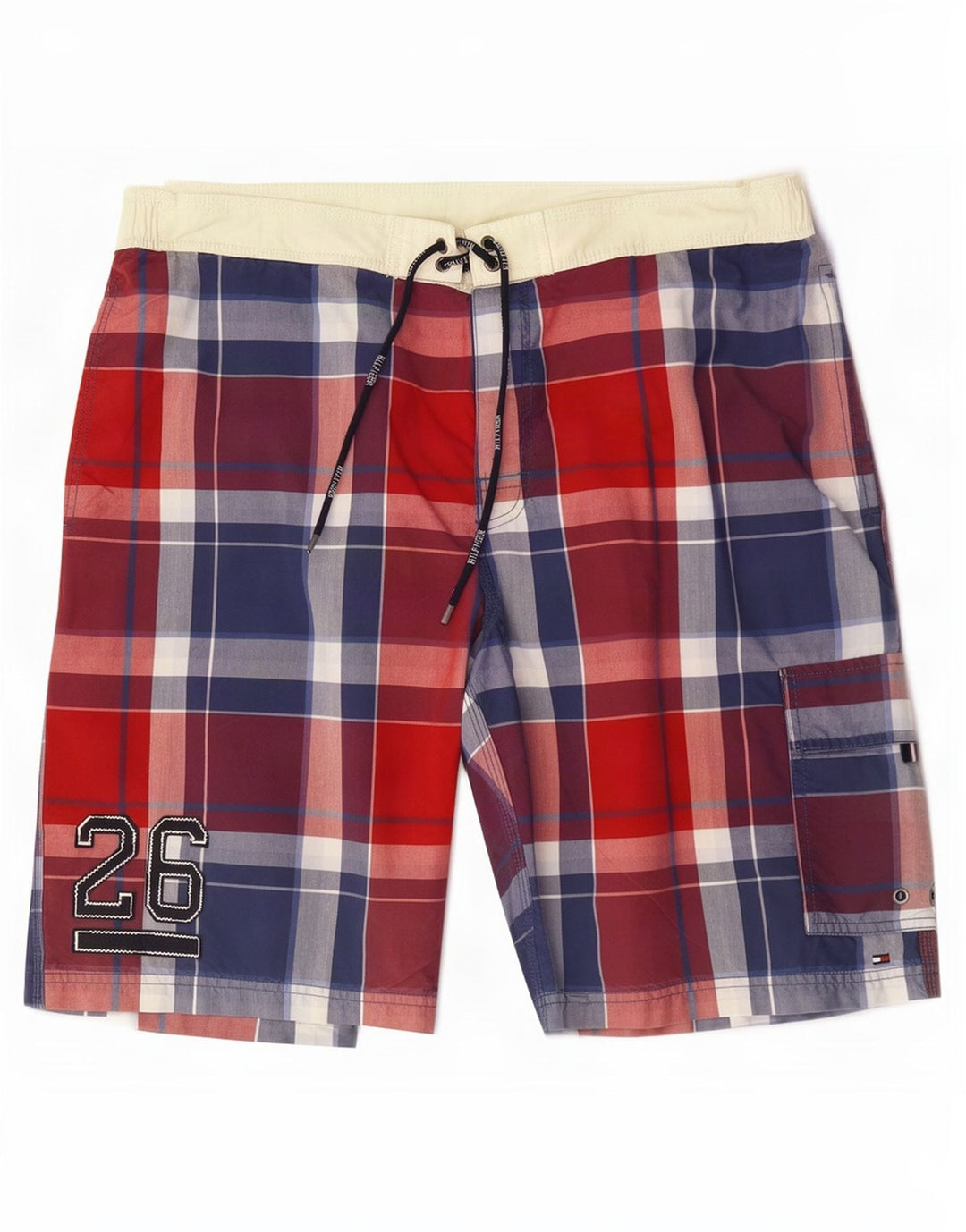 Shorts de natação masculino Tommy Hilfiger 2XL xadrez vermelho