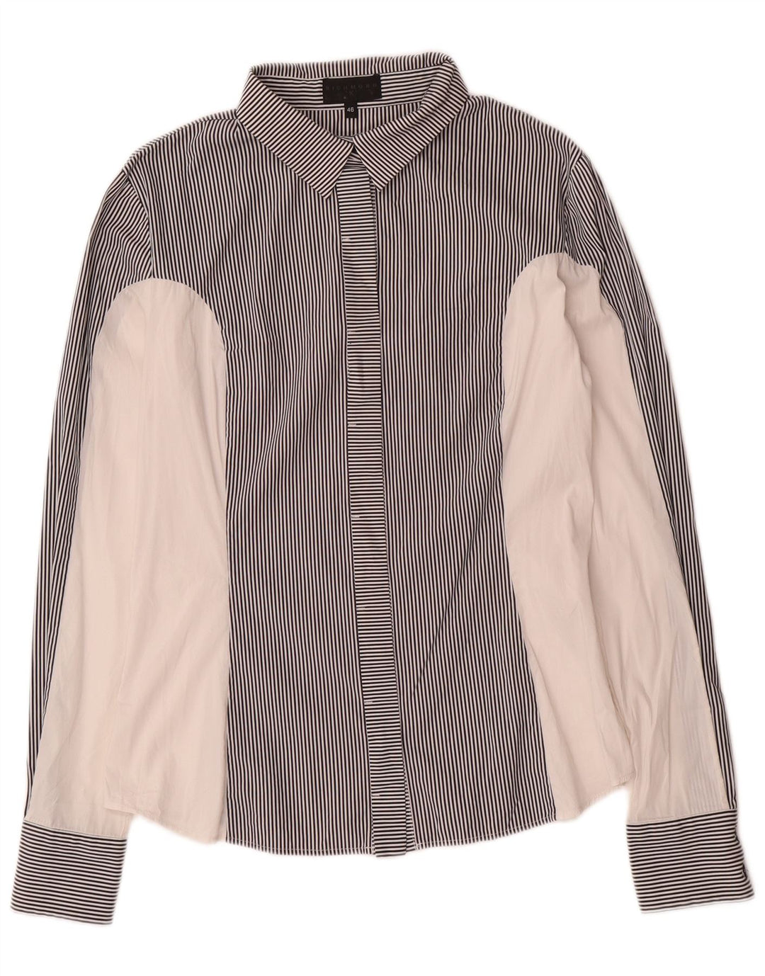 Camisa feminina Richmond IT 46 grande algodão listrado preto
