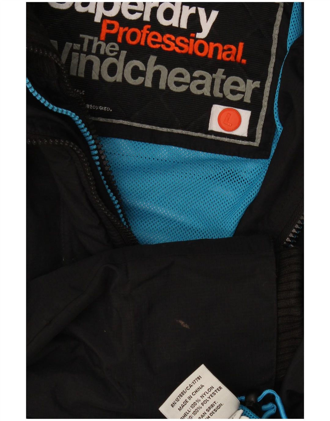 Jaqueta corta-vento feminina Superdry The Windcheater UK 16 grande nylon preto