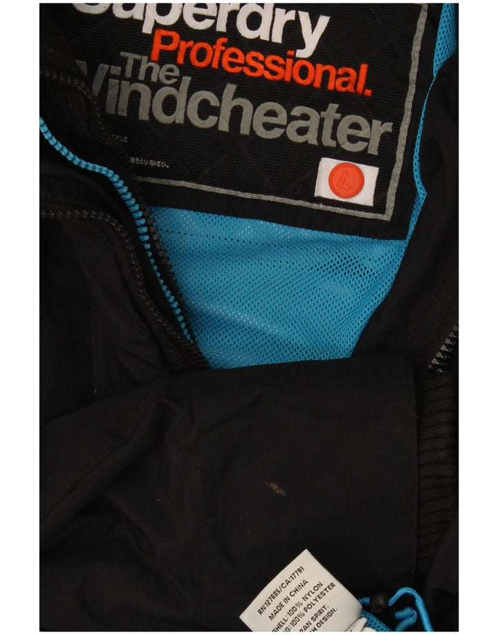 Jaqueta corta-vento feminina Superdry The Windcheater UK 16 grande nylon preto