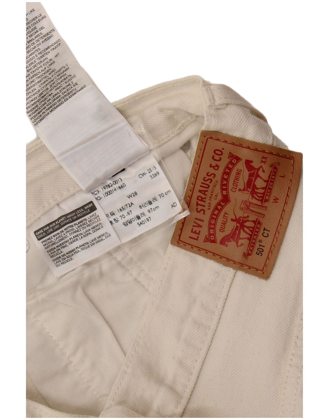 Shorts jeans feminino Levi's 501 desgastado W28 algodão branco médio