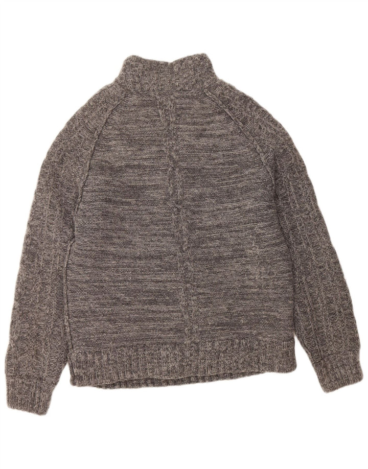 Suéter masculino FAT FACE com zíper e gola em lã de carneiro cinza grande