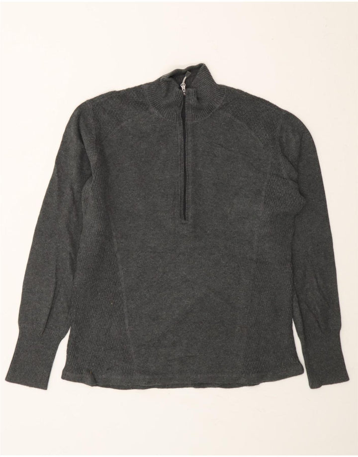 EDDIE BAUER Womens Zip Neck Jumper Sweater UK 18 XL Grey Cotton Vintage Eddie Bauer and Second-Hand Eddie Bauer from Messina Hembry 