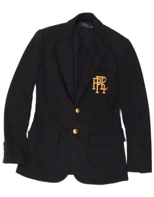 Jaqueta blazer feminina Polo Ralph Lauren com 2 botões US 0 XS azul marinho algodão