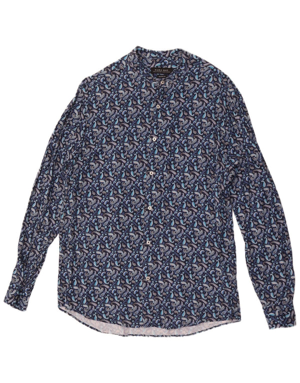 Camisa Zara Masculina Relaxed Fit XL Azul Paisley Viscose