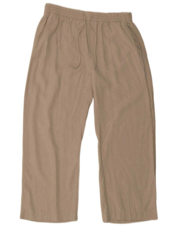 Calça reta feminina Zara XL W38 L28 Bege Lyocell