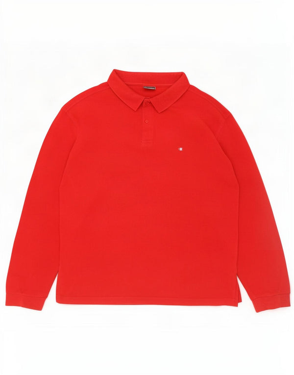Camisa polo masculina de manga comprida Champion XL vermelho algodão