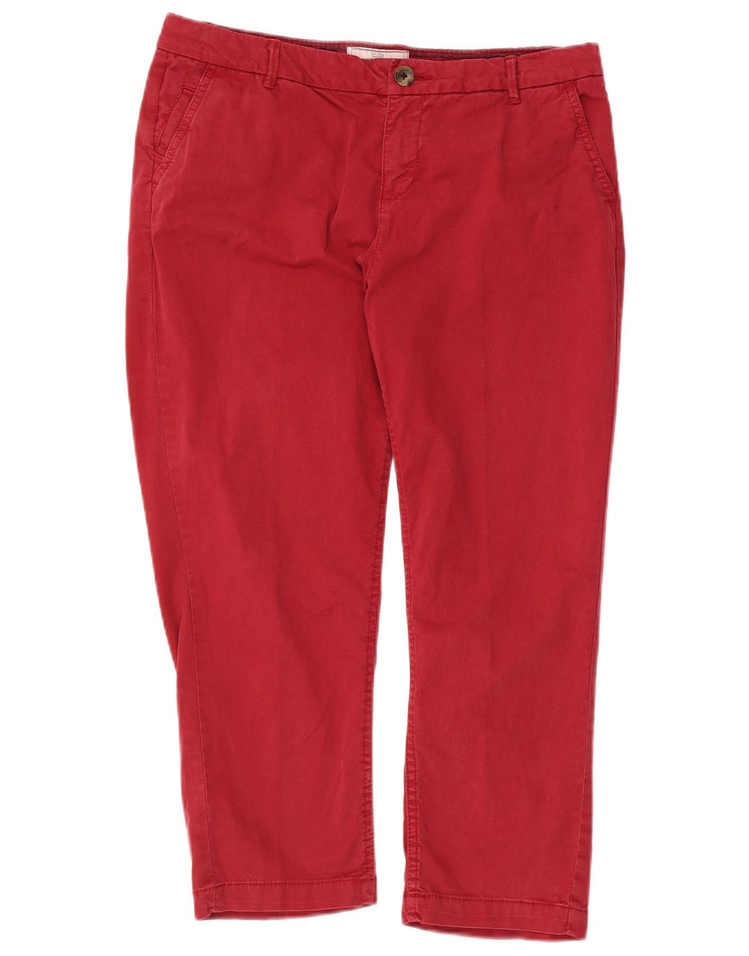 Calça capri feminina FAT FACE reta Reino Unido 12 médio W34 L23 algodão vermelho